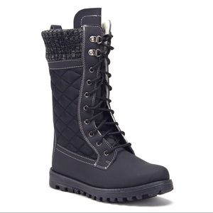 NWOT Quilted Fur Lined Boot with Knit Cuff